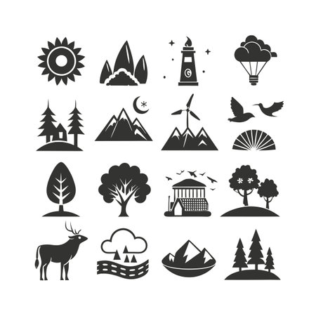 Nature and Environment Icon Set Collection Vector for UI Documents Websites and Mobile Applicationsのイラスト素材