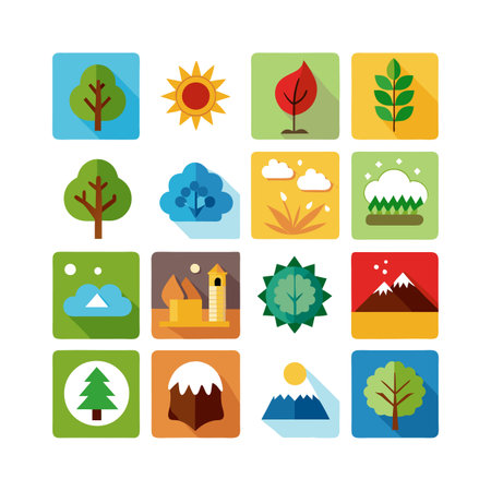 Nature and Environment Icon Set Collection Vector for UI Documents Websites and Mobile Applicationsのイラスト素材