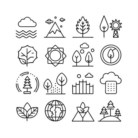Nature and Environment Icon Set Collection Vector for UI Documents Websites and Mobile Applicationsのイラスト素材