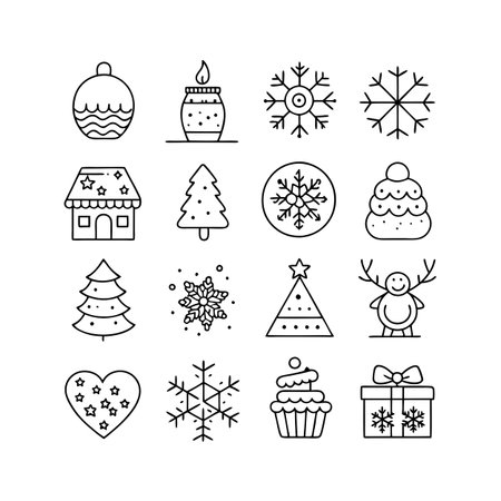 Holiday and Seasonal Icon Set Collection Vector for UI Documents Websites and Mobile Applicationsのイラスト素材