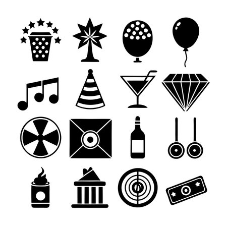 Event and Party Icon Set Collection Vector for UI Documents Websites and Mobile Applicationsのイラスト素材