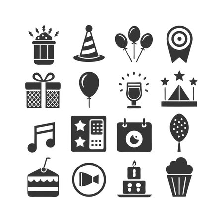 Event and Party Icon Set Collection Vector for UI Documents Websites and Mobile Applicationsのイラスト素材