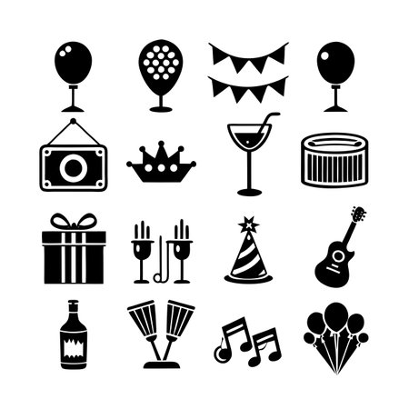 Event and Party Icon Set Collection Vector for UI Documents Websites and Mobile Applicationsのイラスト素材