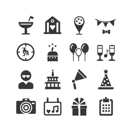 Event and Party Icon Set Collection Vector for UI Documents Websites and Mobile Applicationsのイラスト素材