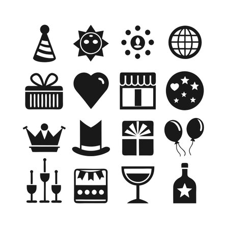 Event and Party Icon Set Collection Vector for UI Documents Websites and Mobile Applicationsのイラスト素材