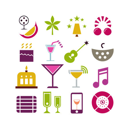 Event and Party Icon Set Collection Vector for UI Documents Websites and Mobile Applicationsのイラスト素材