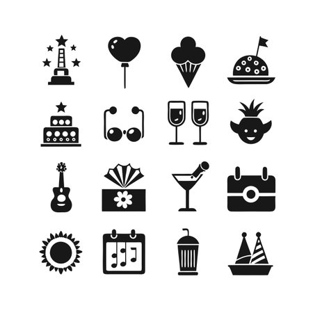 Event and Party Icon Set Collection Vector for UI Documents Websites and Mobile Applicationsのイラスト素材
