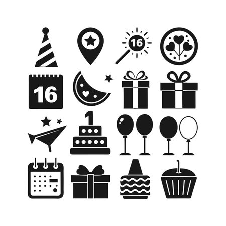 Event and Party Icon Set Collection Vector for UI Documents Websites and Mobile Applicationsのイラスト素材