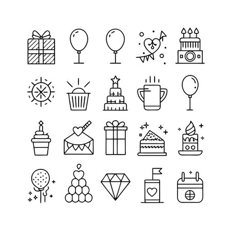 Event and Party Icon Set Collection Vector for UI Documents Websites and Mobile Applicationsのイラスト素材