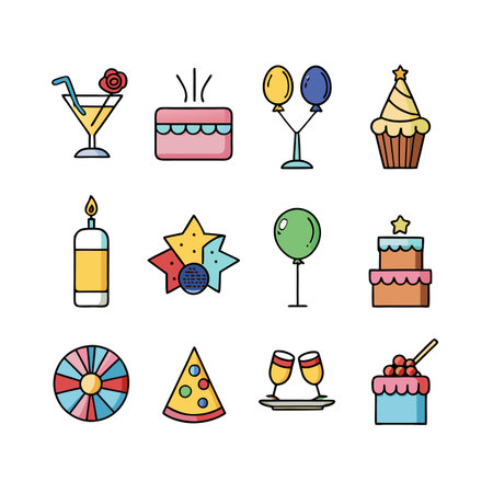 Event and Party Icon Set Collection Vector for UI Documents Websites and Mobile Applicationsのイラスト素材