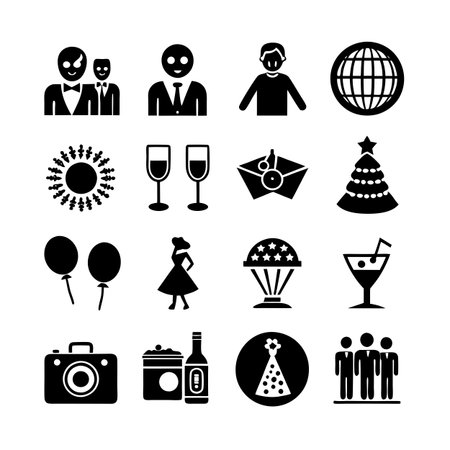Event and Party Icon Set Collection Vector for UI Documents Websites and Mobile Applicationsのイラスト素材