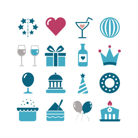 Event and Party Icon Set Collection Vector for UI Documents Websites and Mobile Applicationsのイラスト素材
