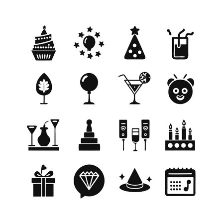 Event and Party Icon Set Collection Vector for UI Documents Websites and Mobile Applicationsのイラスト素材