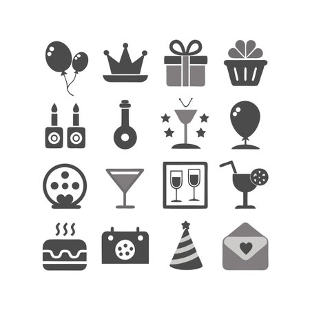 Event and Party Icon Set Collection Vector for UI Documents Websites and Mobile Applicationsのイラスト素材