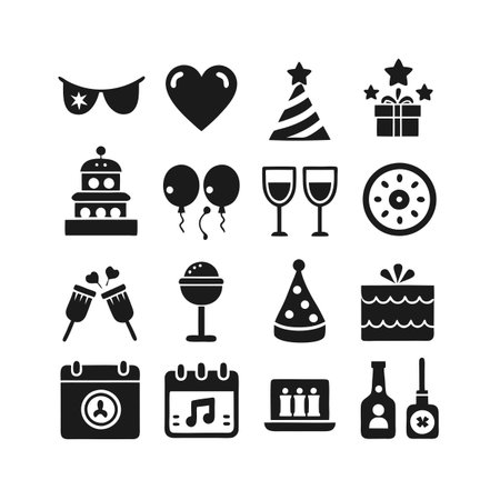 Event and Party Icon Set Collection Vector for UI Documents Websites and Mobile Applicationsのイラスト素材