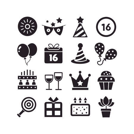 Event and Party Icon Set Collection Vector for UI Documents Websites and Mobile Applicationsのイラスト素材