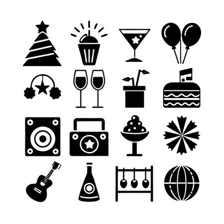 Event and Party Icon Set Collection Vector for UI Documents Websites and Mobile Applicationsのイラスト素材