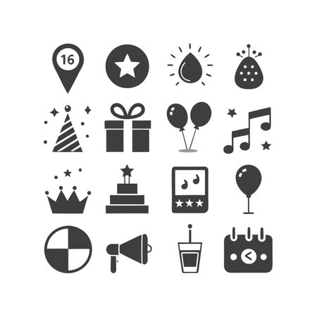 Event and Party Icon Set Collection Vector for UI Documents Websites and Mobile Applicationsのイラスト素材