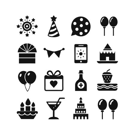 Event and Party Icon Set Collection Vector for UI Documents Websites and Mobile Applicationsのイラスト素材