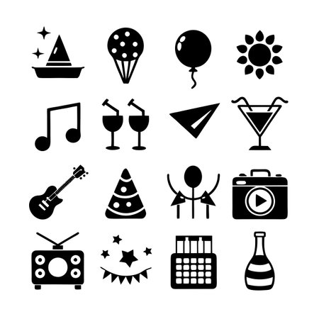 Event and Party Icon Set Collection Vector for UI Documents Websites and Mobile Applicationsのイラスト素材