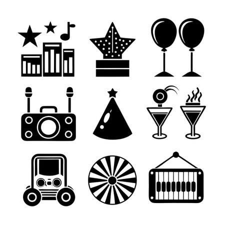 Event and Party Icon Set Collection Vector for UI Documents Websites and Mobile Applicationsのイラスト素材