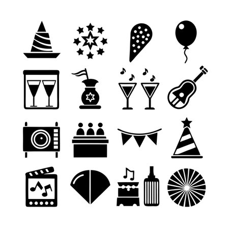 Event and Party Icon Set Collection Vector for UI Documents Websites and Mobile Applicationsのイラスト素材