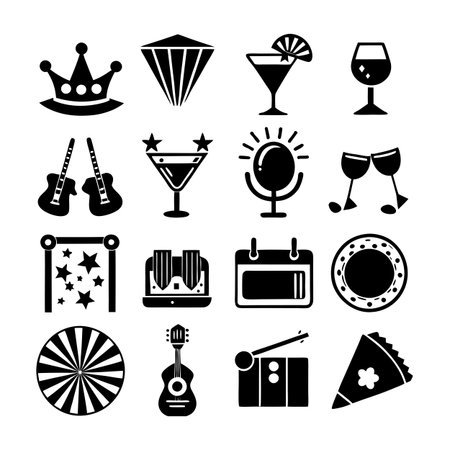 Event and Party Icon Set Collection Vector for UI Documents Websites and Mobile Applicationsのイラスト素材