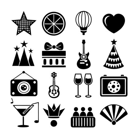Event and Party Icon Set Collection Vector for UI Documents Websites and Mobile Applicationsのイラスト素材
