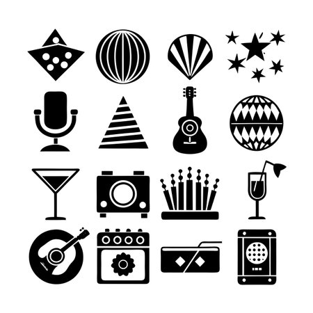 Event and Party Icon Set Collection Vector for UI Documents Websites and Mobile Applicationsのイラスト素材
