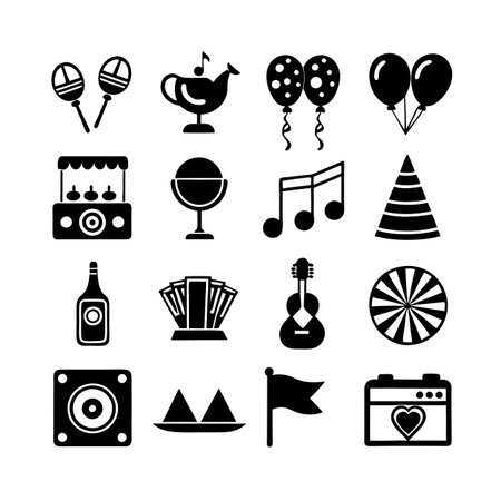Event and Party Icon Set Collection Vector for UI Documents Websites and Mobile Applicationsのイラスト素材