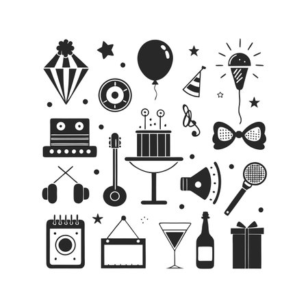 Event and Party Icon Set Collection Vector for UI Documents Websites and Mobile Applicationsのイラスト素材