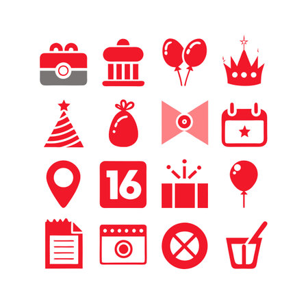 Event and Party Icon Set Collection Vector for UI Documents Websites and Mobile Applicationsのイラスト素材