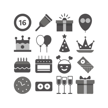 Event and Party Icon Set Collection Vector for UI Documents Websites and Mobile Applicationsのイラスト素材