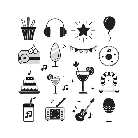Event and Party Icon Set Collection Vector for UI Documents Websites and Mobile Applicationsのイラスト素材