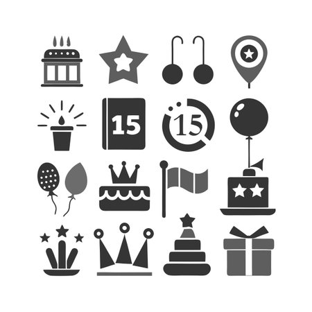 Event and Party Icon Set Collection Vector for UI Documents Websites and Mobile Applicationsのイラスト素材