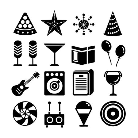 Event and Party Icon Set Collection Vector for UI Documents Websites and Mobile Applicationsのイラスト素材
