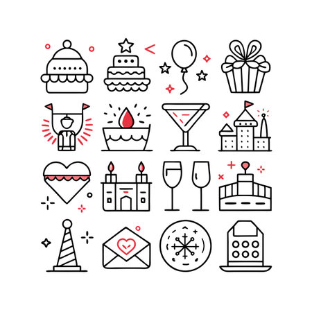 Event and Party Icon Set Collection Vector for UI Documents Websites and Mobile Applicationsのイラスト素材