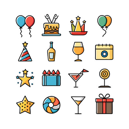 Event and Party Icon Set Collection Vector for UI Documents Websites and Mobile Applicationsのイラスト素材