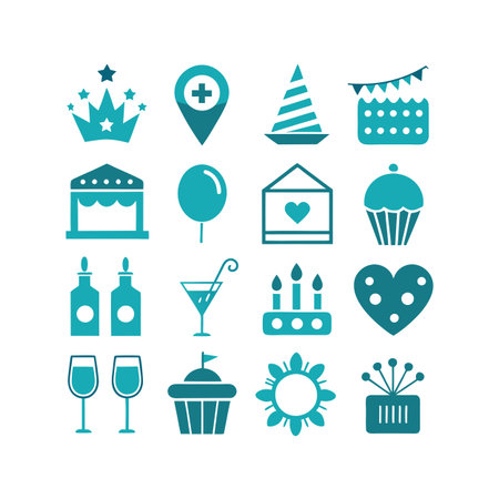 Event and Party Icon Set Collection Vector for UI Documents Websites and Mobile Applicationsのイラスト素材