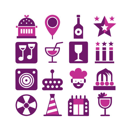 Event and Party Icon Set Collection Vector for UI Documents Websites and Mobile Applicationsのイラスト素材