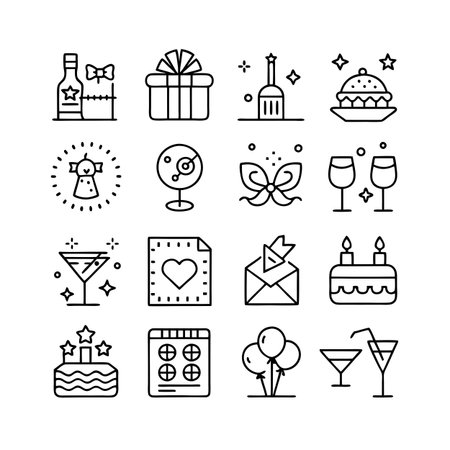 Event and Party Icon Set Collection Vector for UI Documents Websites and Mobile Applicationsのイラスト素材