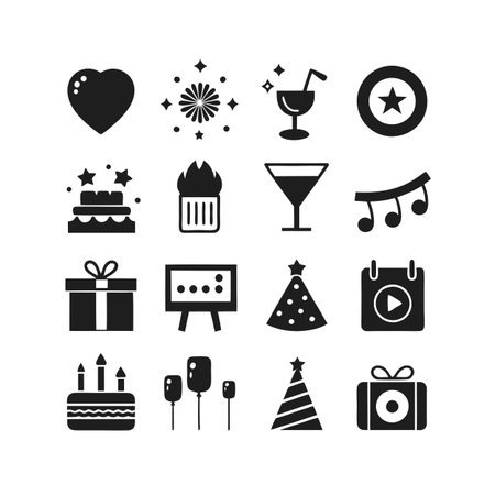 Event and Party Icon Set Collection Vector for UI Documents Websites and Mobile Applicationsのイラスト素材