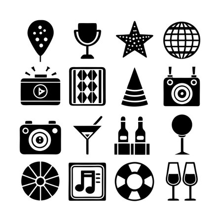 Event and Party Icon Set Collection Vector for UI Documents Websites and Mobile Applicationsのイラスト素材