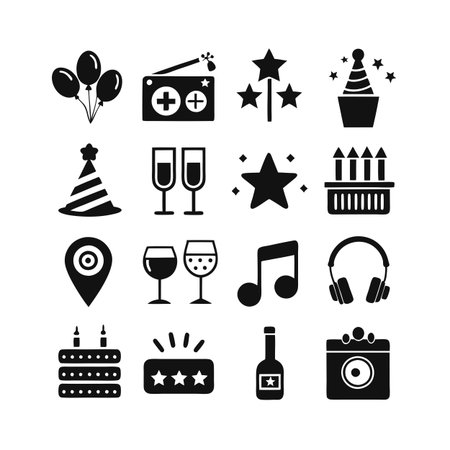 Event and Party Icon Set Collection Vector for UI Documents Websites and Mobile Applicationsのイラスト素材