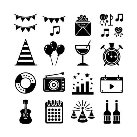 Event and Party Icon Set Collection Vector for UI Documents Websites and Mobile Applicationsのイラスト素材