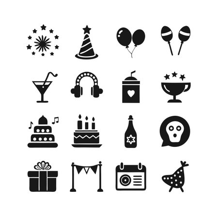 Event and Party Icon Set Collection Vector for UI Documents Websites and Mobile Applicationsのイラスト素材