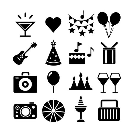 Event and Party Icon Set Collection Vector for UI Documents Websites and Mobile Applicationsのイラスト素材