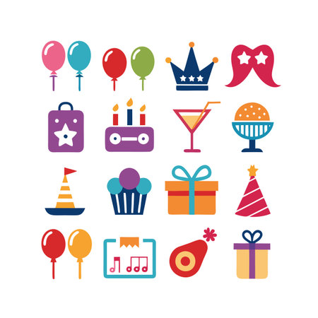 Event and Party Icon Set Collection Vector for UI Documents Websites and Mobile Applicationsのイラスト素材