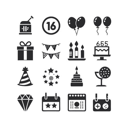 Event and Party Icon Set Collection Vector for UI Documents Websites and Mobile Applicationsのイラスト素材