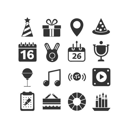 Event and Party Icon Set Collection Vector for UI Documents Websites and Mobile Applicationsのイラスト素材